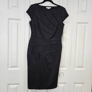 London Times NWT Black Cap Sleeve Knee Length Dress Size 10